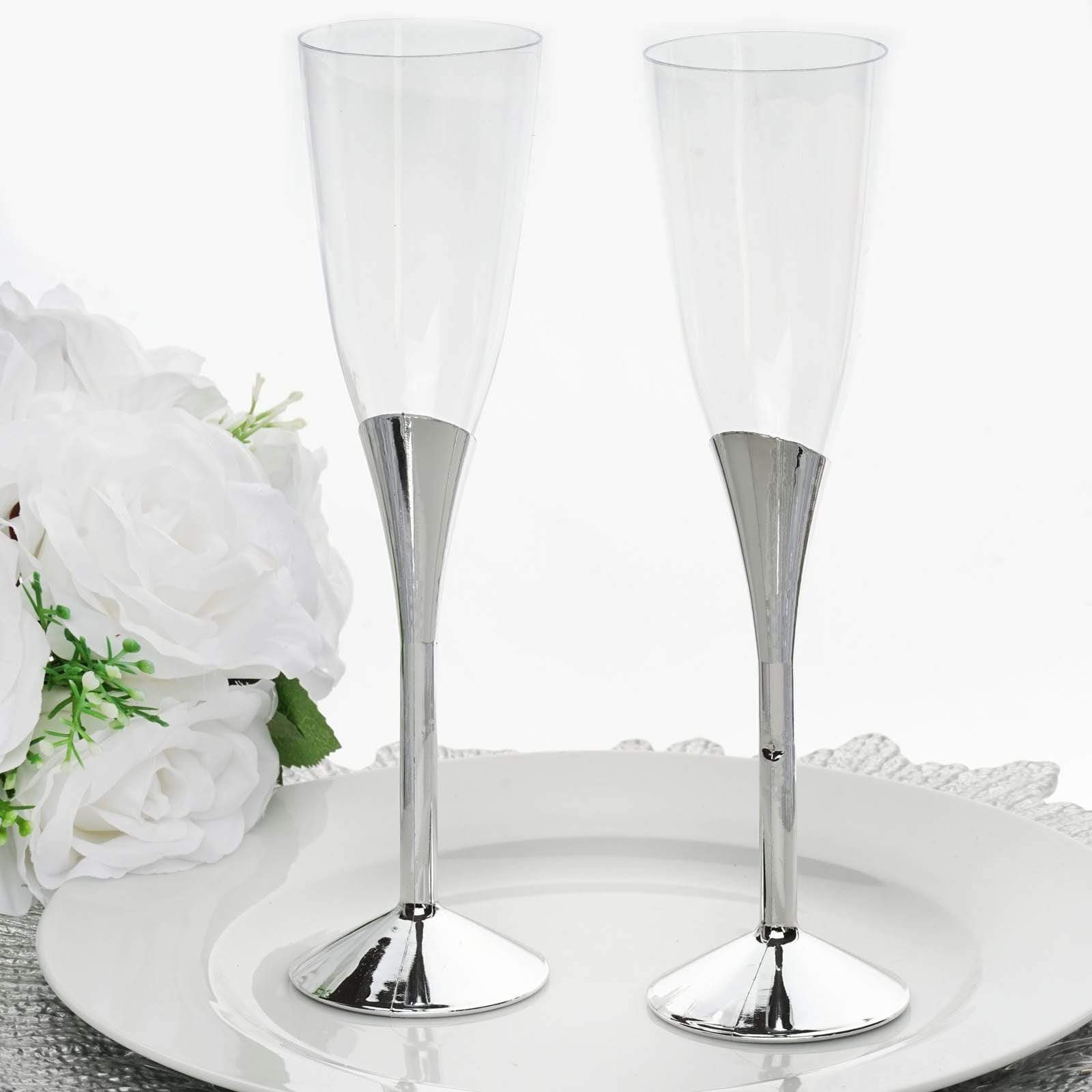 6 Elegant 5 oz Base Wedding Flutes - Disposable Tableware