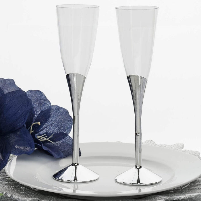 6 Elegant 5 oz Base Wedding Flutes - Disposable Tableware