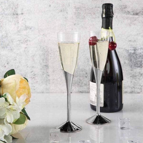 6 Elegant 5 oz Base Wedding Flutes - Disposable Tableware