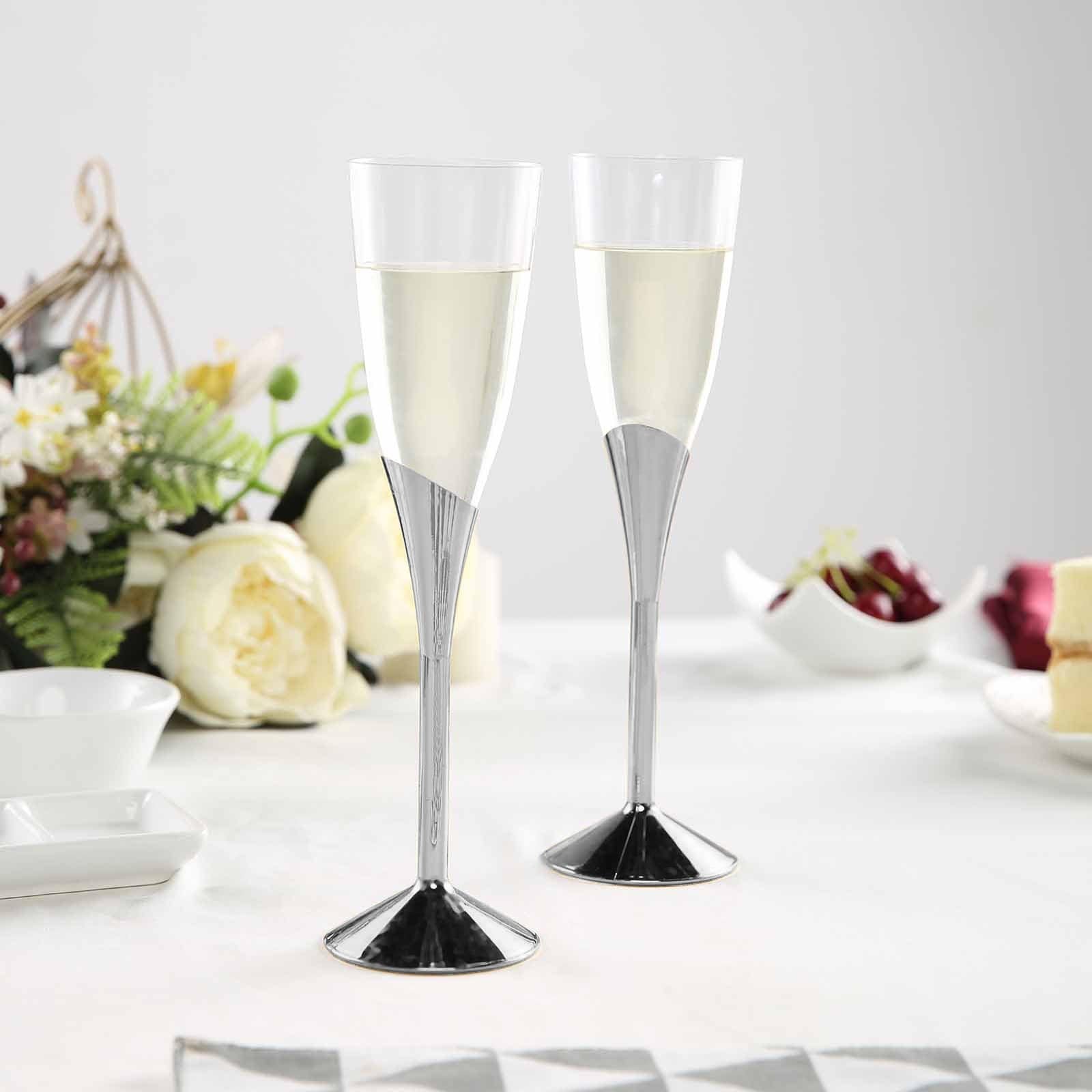 6 Elegant 5 oz Base Wedding Flutes - Disposable Tableware