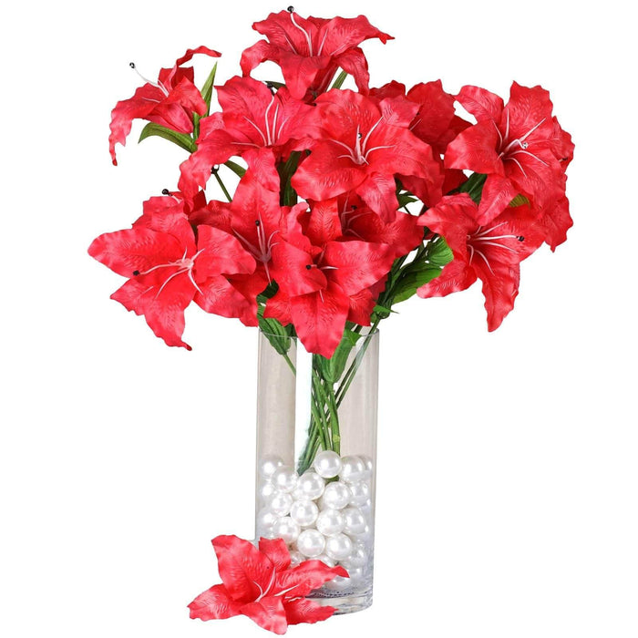 6 Extra Large Silk Casablanca Lily Bushes - Red ARTI_003_RED