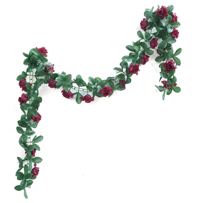 6 ft 3D Chain Silk Rose Garland ARTI_036_BURG