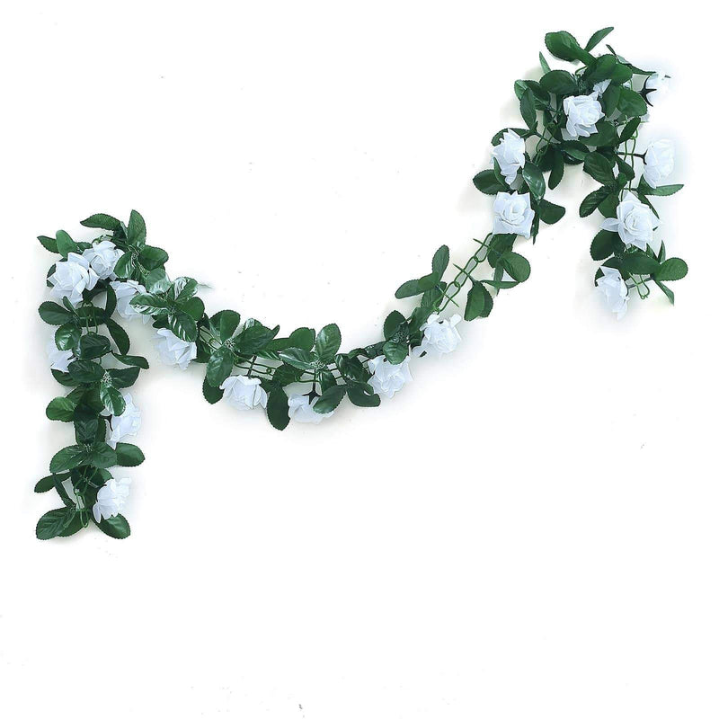 6 ft 3D Chain Silk Rose Garland ARTI_036_WHT