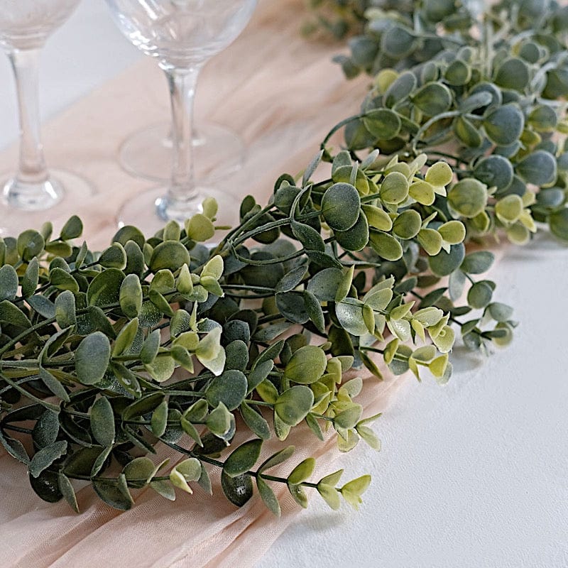 6 ft Artificial Eucalyptus Leaves Faux Foliage Garland - Frosted Green ARTI_GLND_GRN011_B