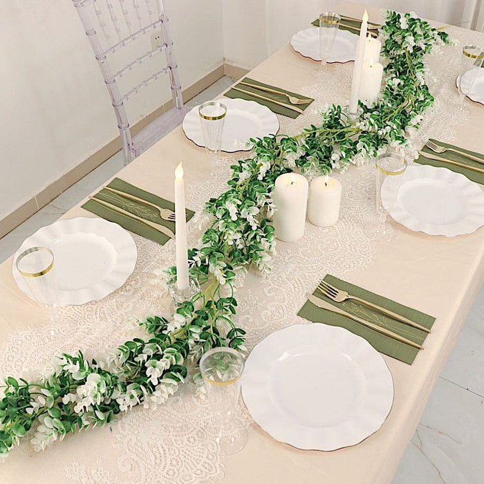 6 ft Artificial Eucalyptus Leaves Faux Foliage Garland - Green and White ARTI_GLND_GRN011_C