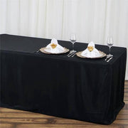 6 ft Fitted Polyester Tablecloth 72" x 30" x 30" - Black TAB_FIT6_BLK