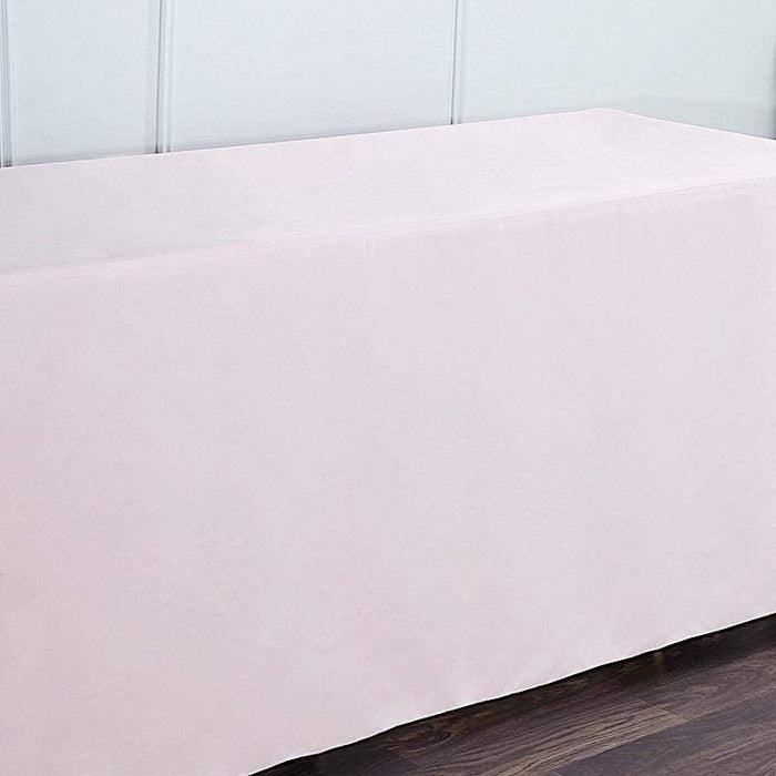 6 ft Fitted Polyester Tablecloth 72" x 30" x 30" - Blush TAB_FIT6_046