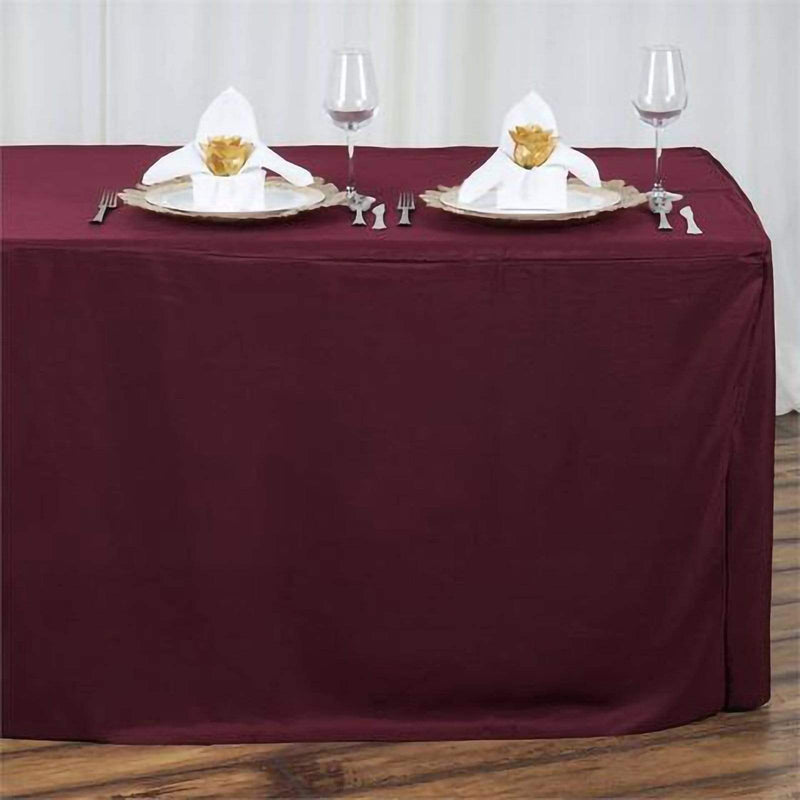 6 ft Fitted Polyester Tablecloth 72" x 30" x 30" - Burgundy TAB_FIT6_BURG