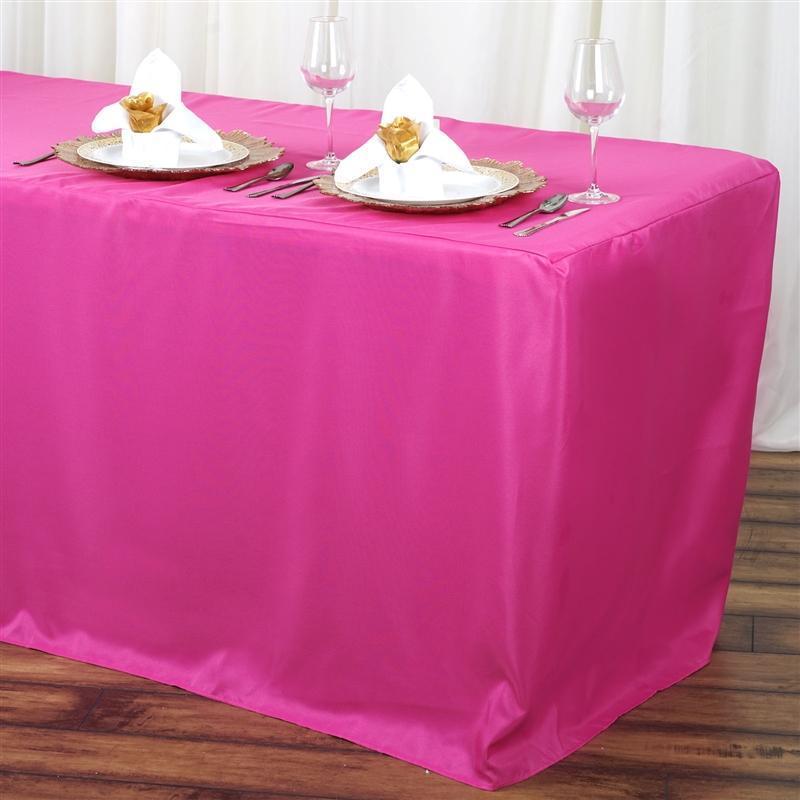 6 ft Fitted Polyester Tablecloth 72" x 30" x 30" - Fuchsia TAB_FIT6_FUSH