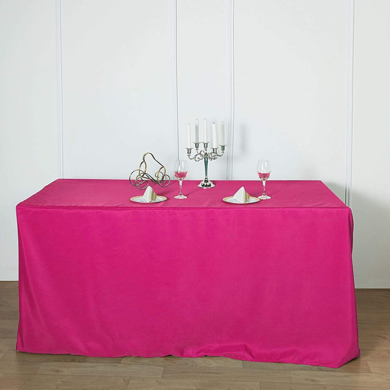 6 ft Fitted Polyester Tablecloth 72" x 30" x 30" - Fuchsia TAB_FIT6_FUSH