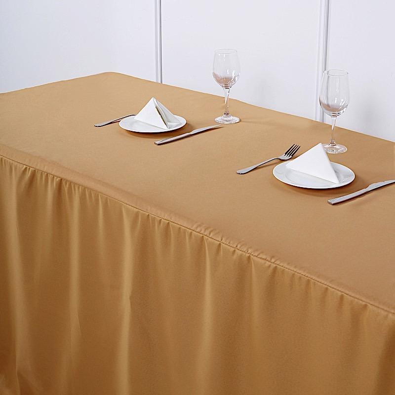 6 ft Fitted Polyester Tablecloth 72" x 30" x 30" - Gold TAB_FIT6_GOLD