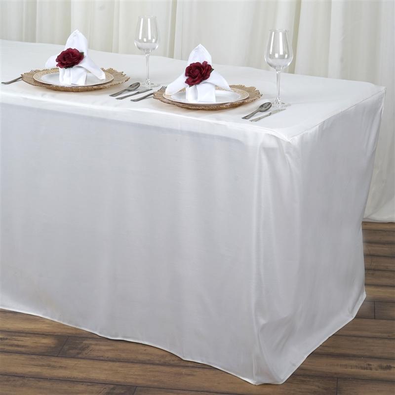 6 ft Fitted Polyester Tablecloth 72" x 30" x 30" - Ivory TAB_FIT6_IVR