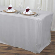 6 ft Fitted Polyester Tablecloth 72" x 30" x 30" - Silver Light Gray TAB_FIT6_SILV