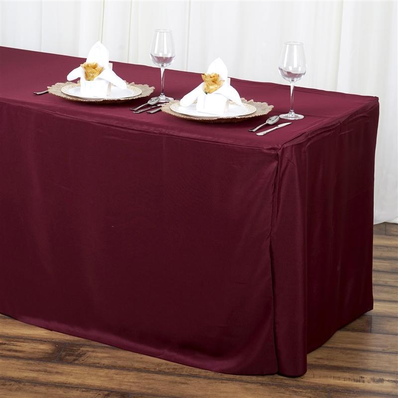 6 ft Fitted Polyester Tablecloth 72" x 30" x 30"
