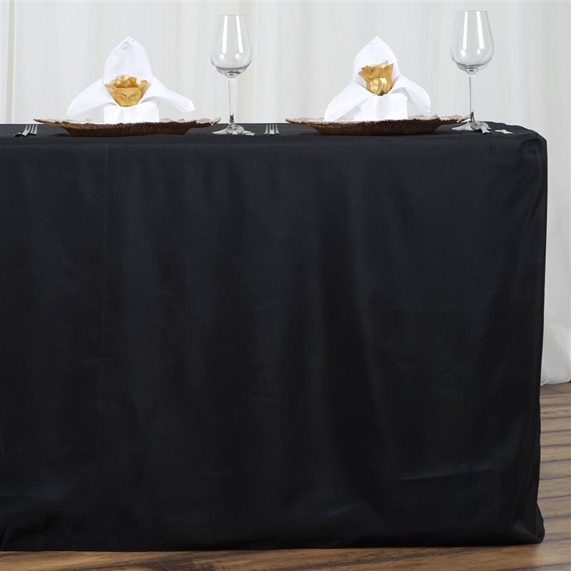 6 ft Fitted Polyester Tablecloth 72" x 30" x 30" TAB_FIT6_BLK