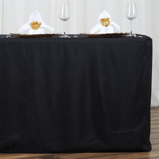 6 ft Fitted Polyester Tablecloth 72" x 30" x 30" TAB_FIT6_BLK