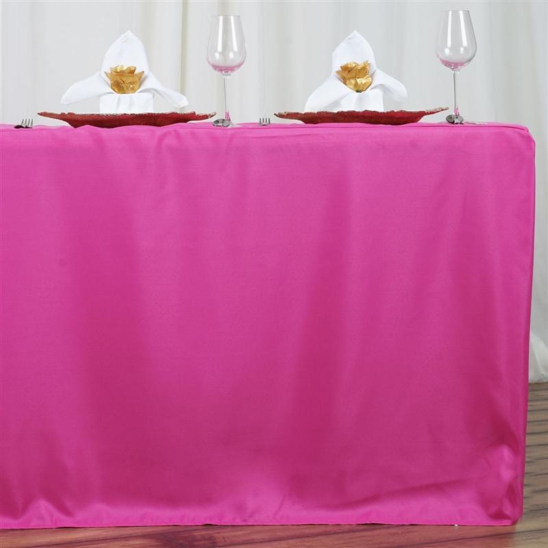 6 ft Fitted Polyester Tablecloth 72" x 30" x 30" - Fuchsia TAB_FIT6_FUSH