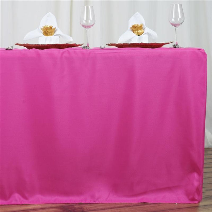 6 ft Fitted Polyester Tablecloth 72" x 30" x 30" - Fuchsia TAB_FIT6_FUSH