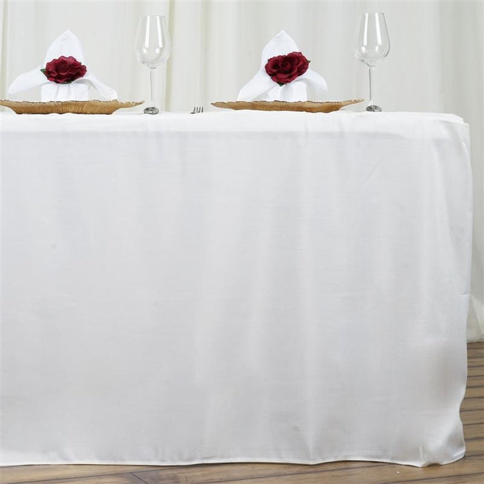 6 ft Fitted Polyester Tablecloth 72" x 30" x 30" - Ivory TAB_FIT6_IVR