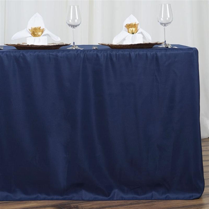 6 ft Fitted Polyester Tablecloth 72" x 30" x 30" TAB_FIT6_NAVY