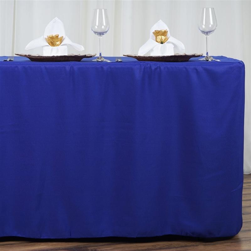 6 ft Fitted Polyester Tablecloth 72" x 30" x 30" - Royal Blue TAB_FIT6_ROY