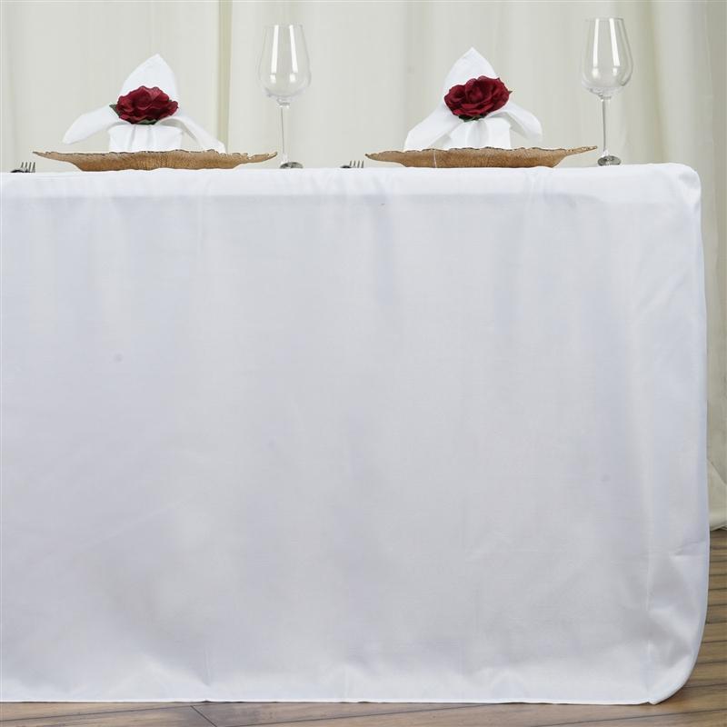 6 ft Fitted Polyester Tablecloth 72" x 30" x 30" - White TAB_FIT6_WHT