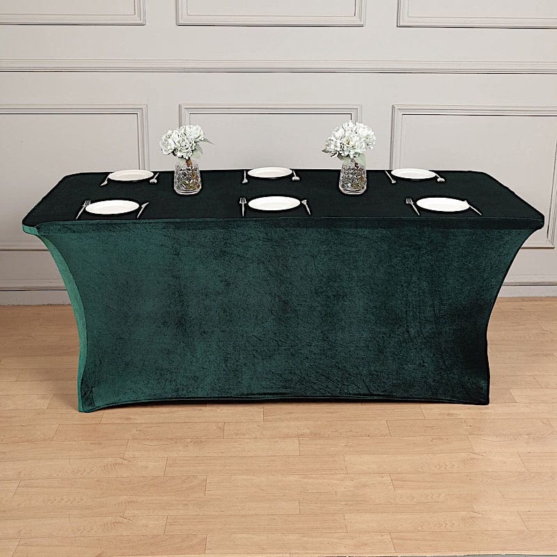 6 ft Fitted Premium Velvet Tablecloth Rectangular Table Cover