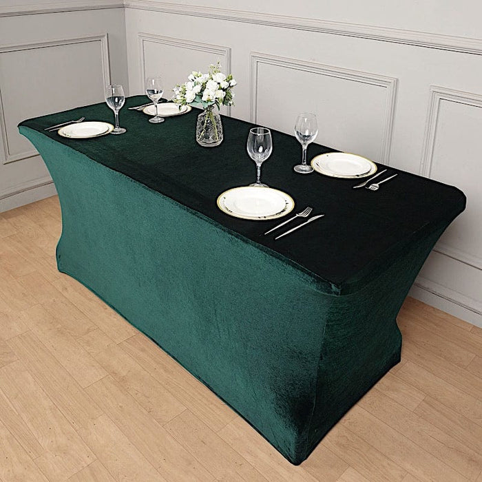 6 ft Fitted Premium Velvet Tablecloth Rectangular Table Cover