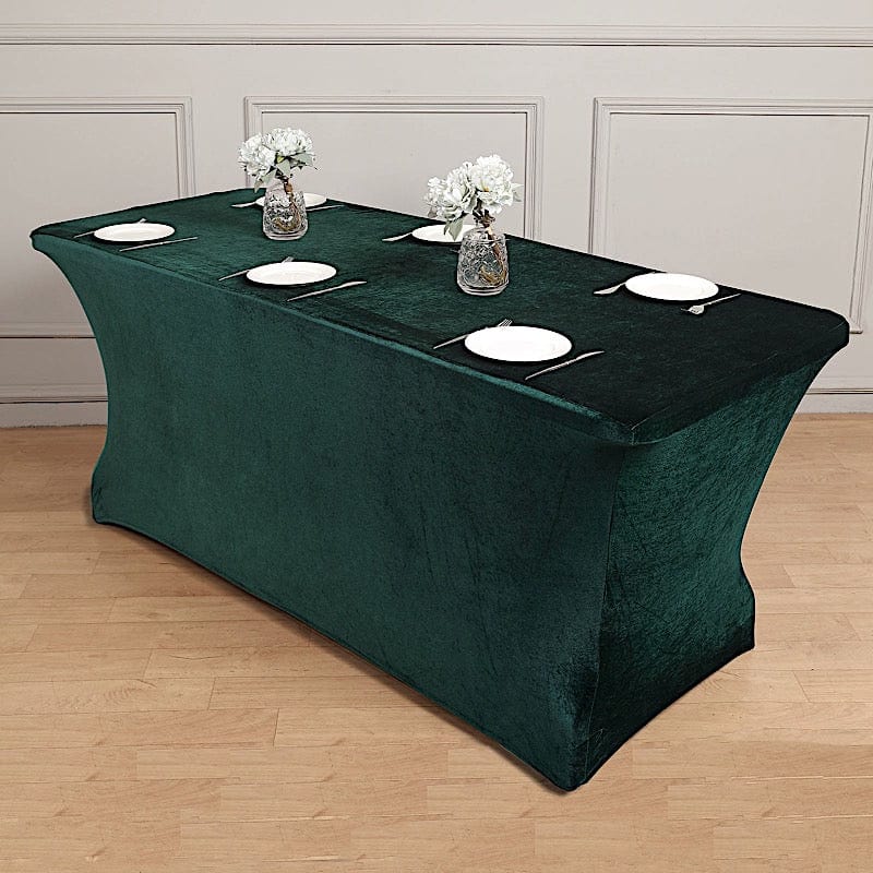 6 ft Fitted Premium Velvet Tablecloth Rectangular Table Cover