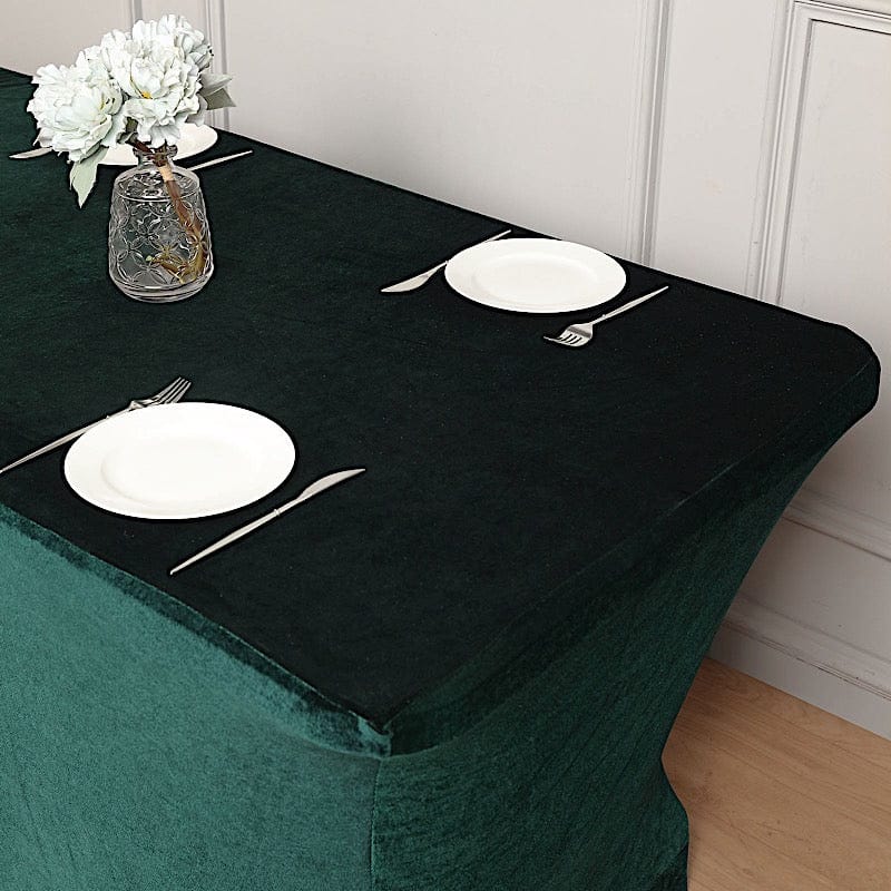 6 ft Fitted Premium Velvet Tablecloth Rectangular Table Cover