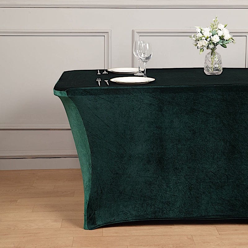 6 ft Fitted Premium Velvet Tablecloth Rectangular Table Cover