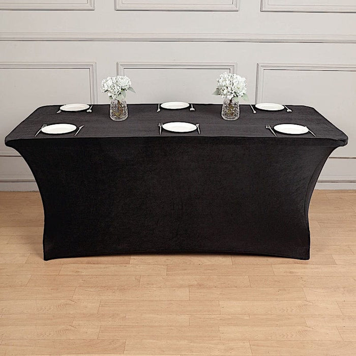 6 ft Fitted Premium Velvet Tablecloth Rectangular Table Cover