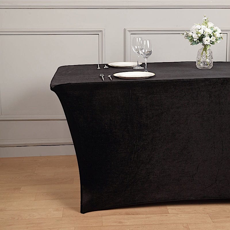 6 ft Fitted Premium Velvet Tablecloth Rectangular Table Cover
