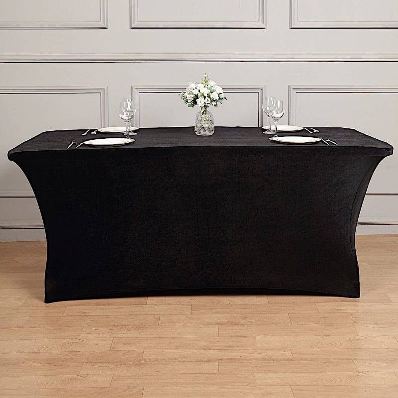 6 ft Fitted Premium Velvet Tablecloth Rectangular Table Cover