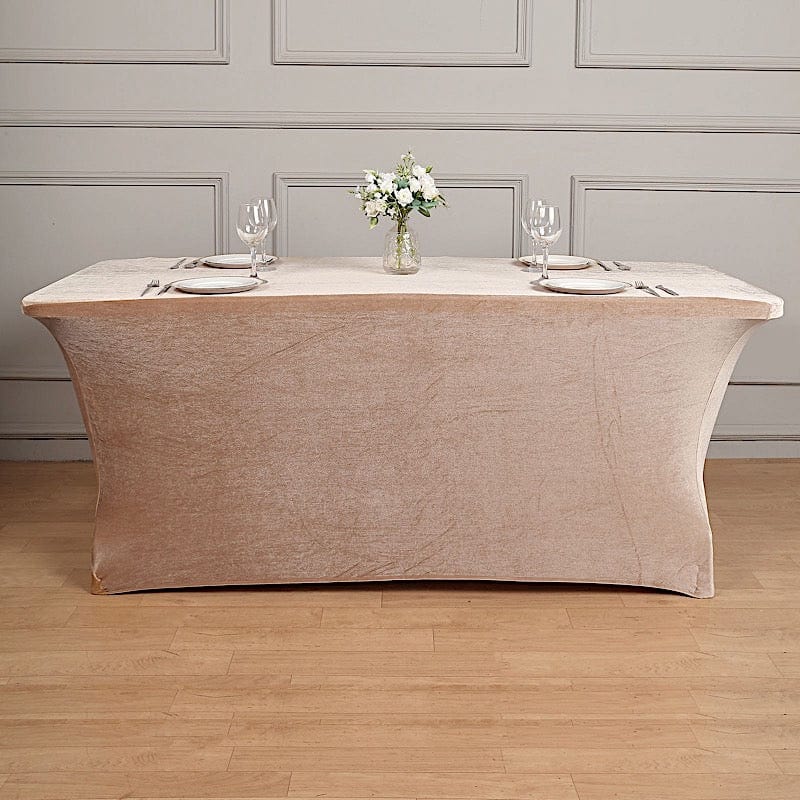 6 ft Fitted Premium Velvet Tablecloth Rectangular Table Cover