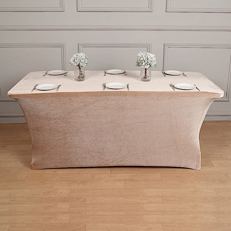 6 ft Fitted Premium Velvet Tablecloth Rectangular Table Cover