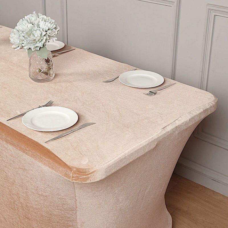 6 ft Fitted Premium Velvet Tablecloth Rectangular Table Cover