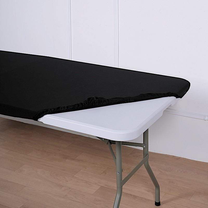 6 ft Fitted Spandex Rectangular Table Top Cover - Black TAB_REC_SPX6FT_T_BLK