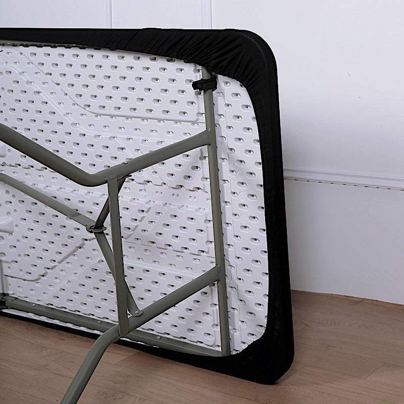 6 ft Fitted Spandex Rectangular Table Top Cover - Black TAB_REC_SPX6FT_T_BLK