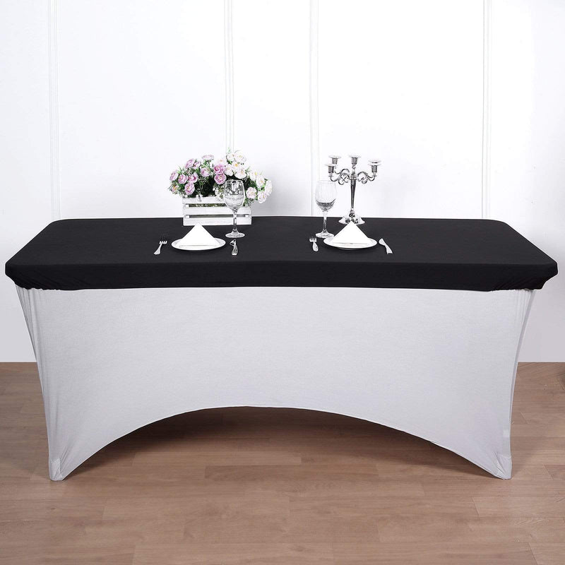 6 ft Fitted Spandex Rectangular Table Top Cover - Black TAB_REC_SPX6FT_T_BLK