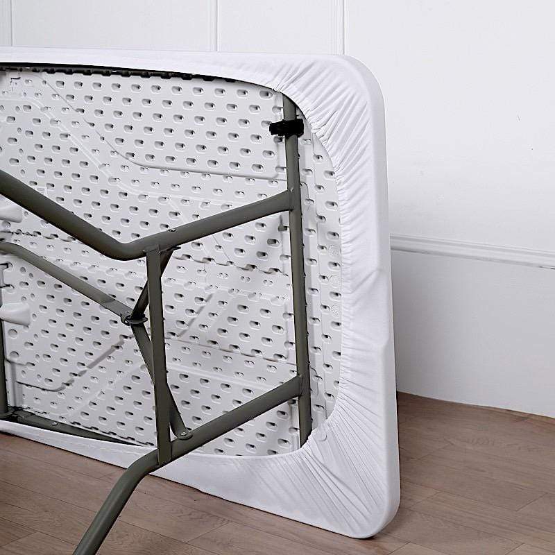 6 ft Fitted Spandex Rectangular Table Top Cover - White TAB_REC_SPX6FT_T_WHT