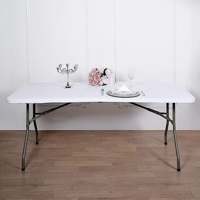 6 ft Fitted Spandex Rectangular Table Top Cover - White TAB_REC_SPX6FT_T_WHT