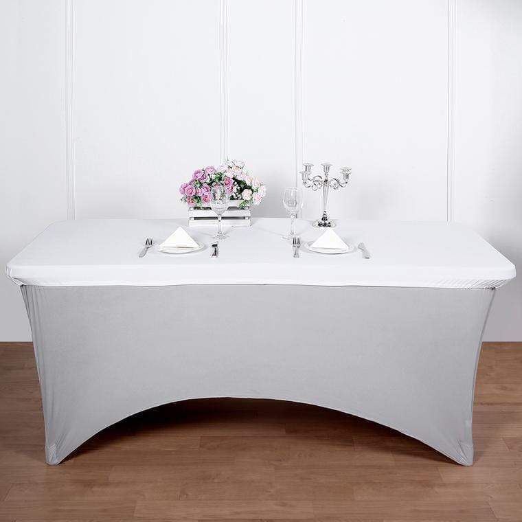 6 ft Fitted Spandex Rectangular Table Top Cover - White TAB_REC_SPX6FT_T_WHT