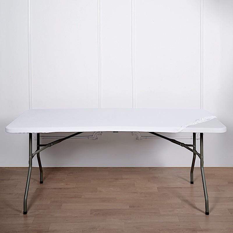 6 ft Fitted Spandex Rectangular Table Top Cover - White TAB_REC_SPX6FT_T_WHT