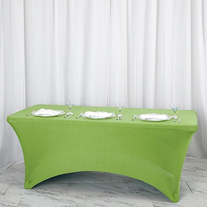 6 ft Fitted Spandex Tablecloth 72" x 30" x 30" - Apple Green TAB_REC_SPX6FT_APPL