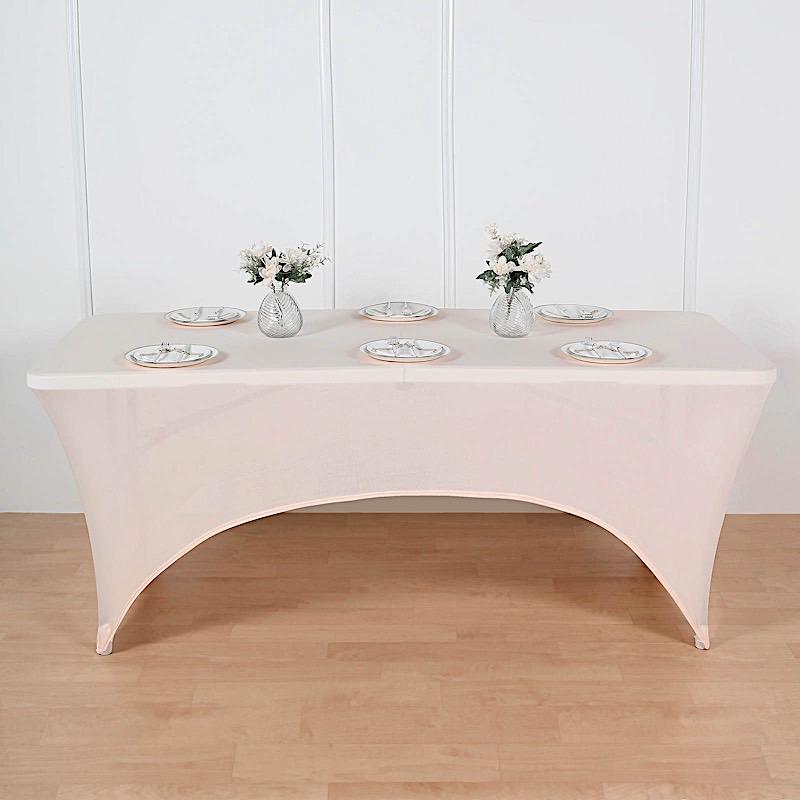 6 ft Fitted Spandex Rectangular Table Top Cover - Blush TAB_REC_SPX6FT_046