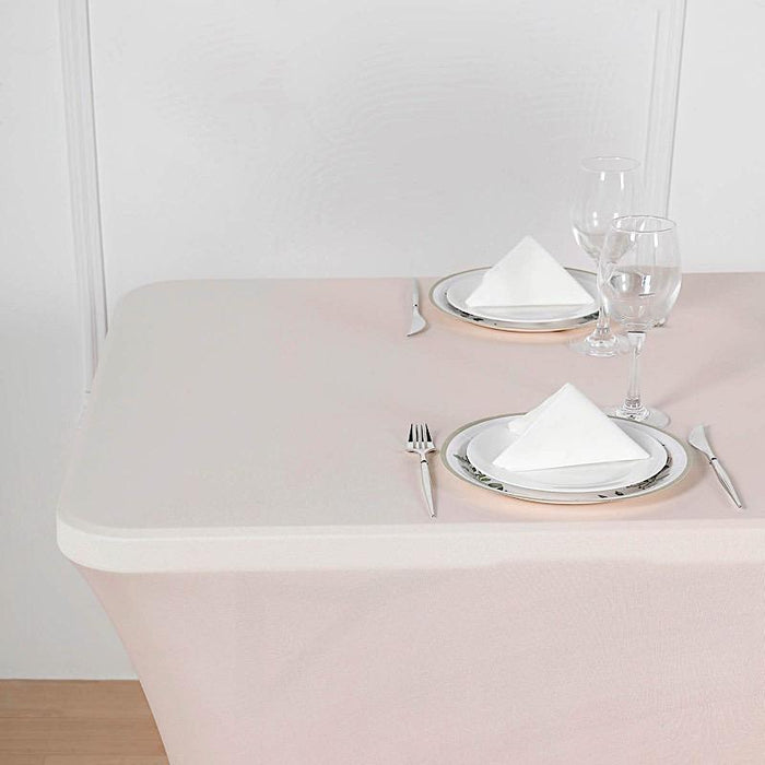 6 ft Fitted Spandex Rectangular Table Top Cover - Blush TAB_REC_SPX6FT_046