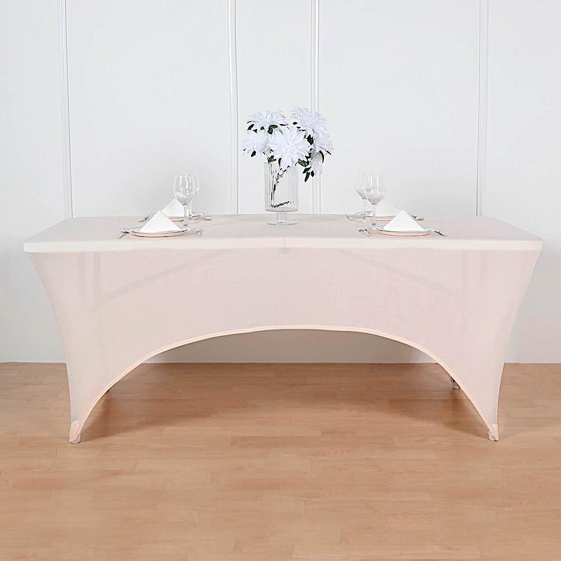 6 ft Fitted Spandex Rectangular Table Top Cover - Blush TAB_REC_SPX6FT_046