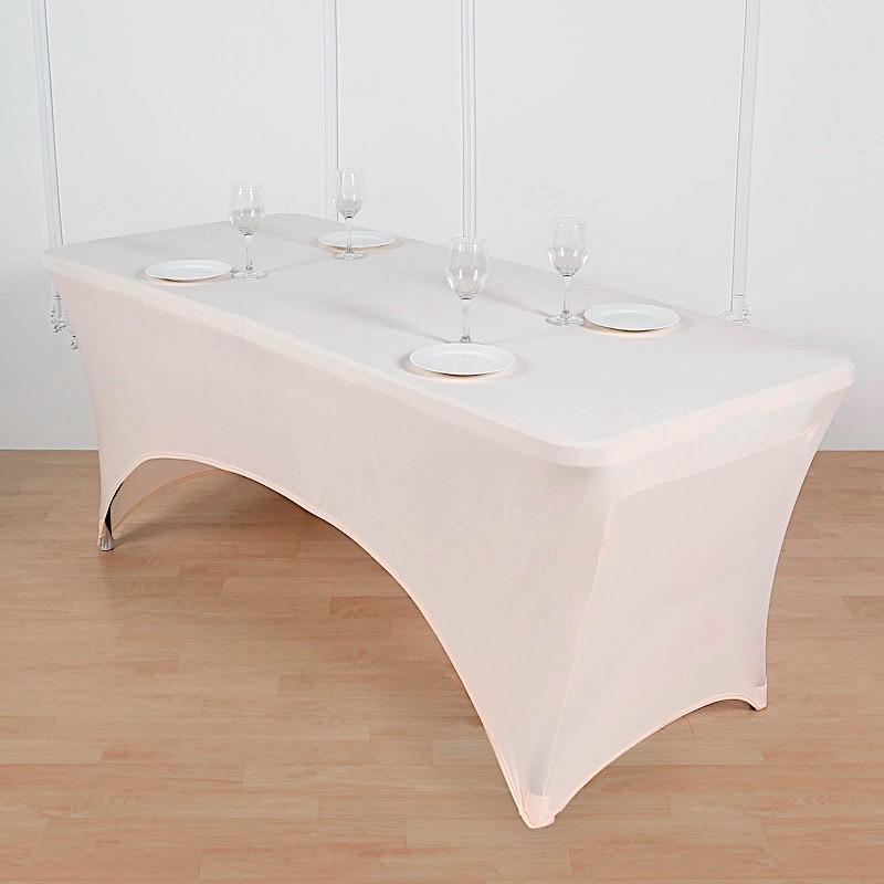 6 ft Fitted Spandex Rectangular Table Top Cover - Blush TAB_REC_SPX6FT_046