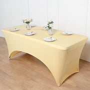 6 ft Fitted Spandex Rectangular Table Top Cover - Champagne TAB_REC_SPX6FT_CHMP